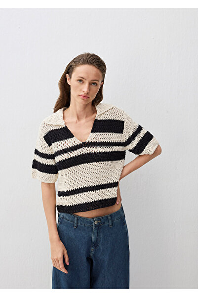 Mavi Siyah Çizgili Triko Polo 1710678-85407