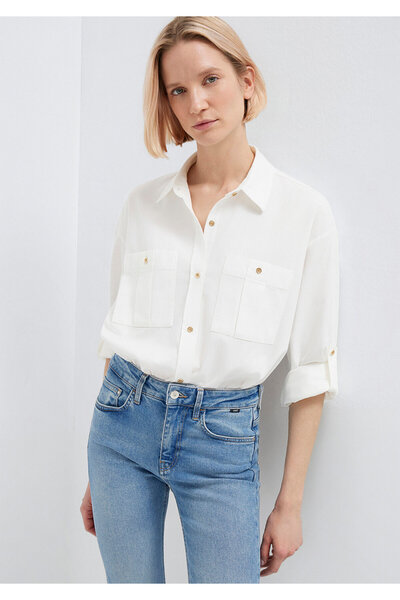 Mavi Риза с копчета в цвят екрю, свободна кройка / релаксирана кройка 1211383...