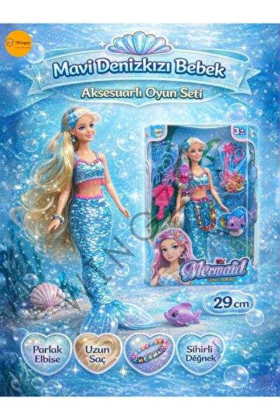 Wingzy Deniz Kızı Bebek Oyuncak, Kutulu Aksesuarlı 29 Cm , 3+ Yaş Kız Çocuk H...