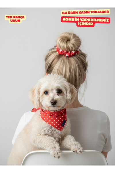 Patiset Red Stars Women's Hair Clip - Poplin Fabric for Mother/Pet Combination