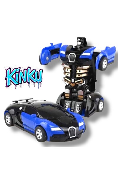 KİNKU Transformer Robot Çek Bırak Kendinden Robota Dönüşen 1:32 Bugatti Oyunc...
