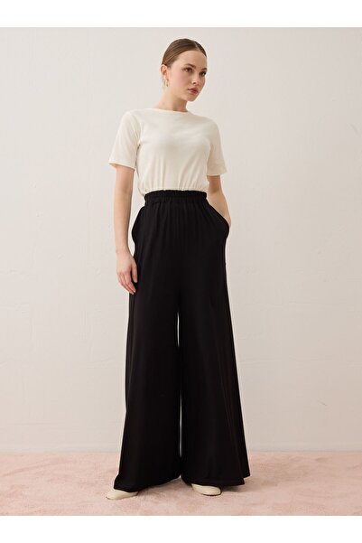 Benin Benin crne viskozne pantalone sa elastičnim strukom
