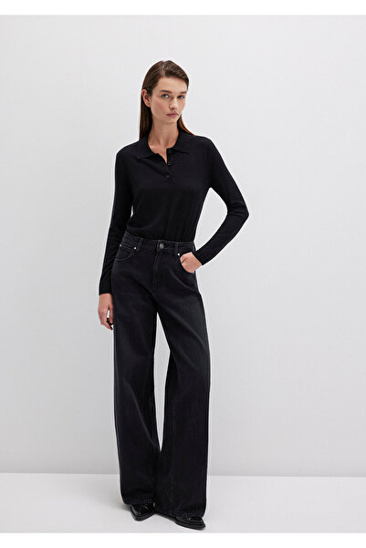 Mavi قميص بولو تريكو أسود مزيج من الصوف 1710712-900