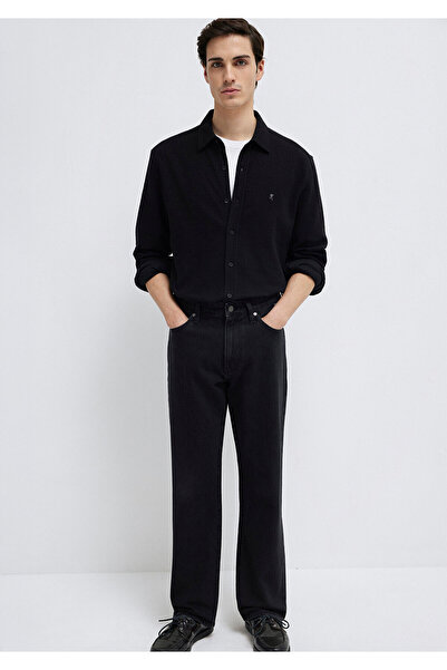 Mavi M Κέντημα με λογότυπο Μαύρο πλεκτό πουκάμισο Regular Fit / Κανονική εφαρ...