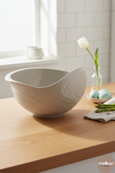 Melkan Home Çok Amaçlı Süzgeç & Pirinç Süzgeci 3 Litre Krem