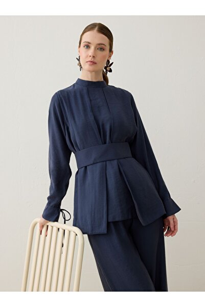 Refka Kuşak Detaylı Modern Takım - Lacivert -