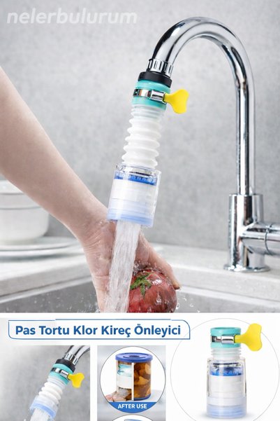 nelerbulurum 360-Degree Rotatable Rust Sediment Chlorine Anti-Limescale and Water-Saving Faucet Head Tip for Clean Water