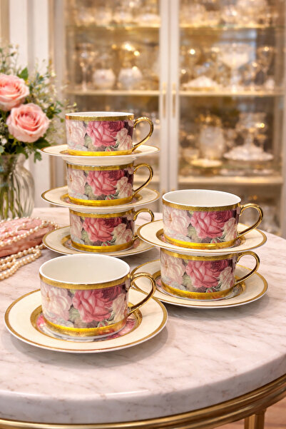 hediye ESTERHOMEDECOR 6 Kişilik porselen çay fincan takımı