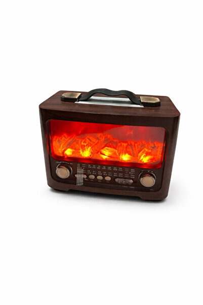GÜÇLÜ Alev efektli şömine görünümlü Bluetooth hoparlör /radyo nostalji