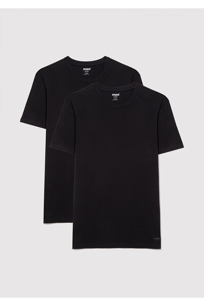 Mavi 2li Bisiklet Yaka Erkek Basic Tişört Fitted / Vücuda Oturan Kesim 061128...