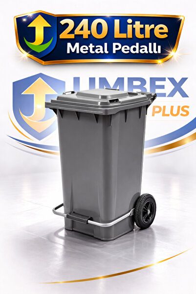 UMBEX PLUS Plastik Metal Pedallı Çöp Konteyneri 240 Litre Konteyner - Isıya D...