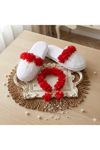ALAZ TASARIM HOBİ Feather & Pearl Maternity Crown Set t Slipper – Premium Mat...