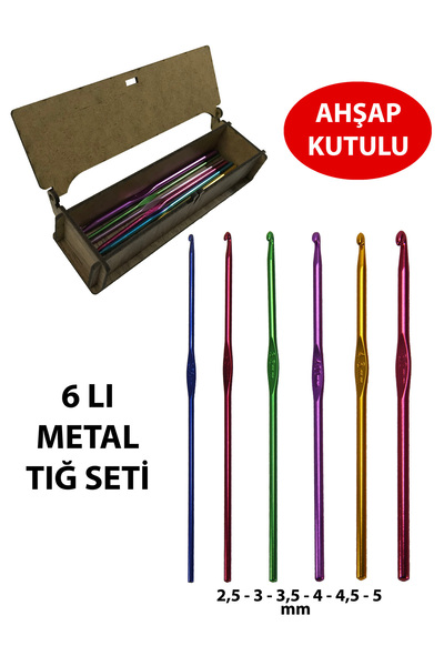 aladepo Metal Saplı Tığ Seti Yün-makrome Örgü Tığ Seti 2,5-3-3,5-4-4,5-5 Mm 6...