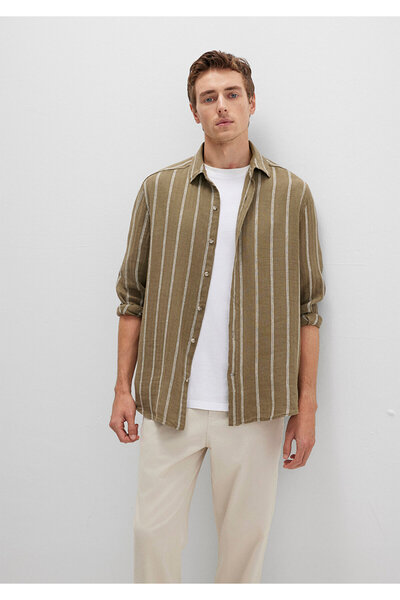 Mavi Lan Mešovita Prugasto Zelena Košulja Standardni Krok / Normalna kroj 021...