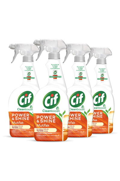 Cif Sprey Temizleyici Power Ve Shine Mutfak Zorlu Yağları %100 Çözer 750ml 4adet