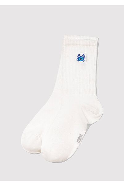 Mavi Crab Embroidered White Socks 1913232-620