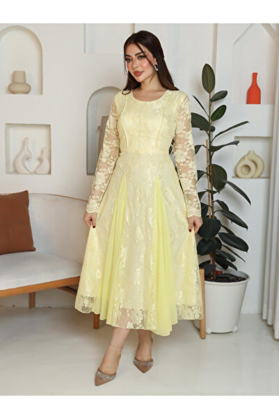 TREN Eid Collection Elegant Midi Evening Dress For Quiet Occasions Layered Ch...