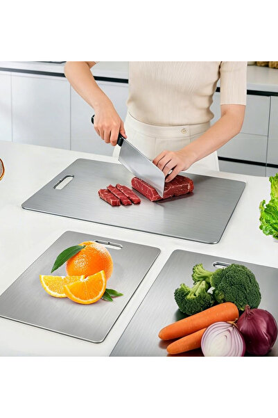 LUN لوح تقطيع من الفولاذ المقاوم للصدأ 316، ذو وجهين، لوح تقطيع للمطبخ، مناسب...