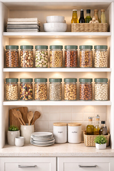 FRY 18li Cam Kavanoz Set –Metal Vidalı Kapaklı –Kalın Cam –Baharat & Erzak Sa...