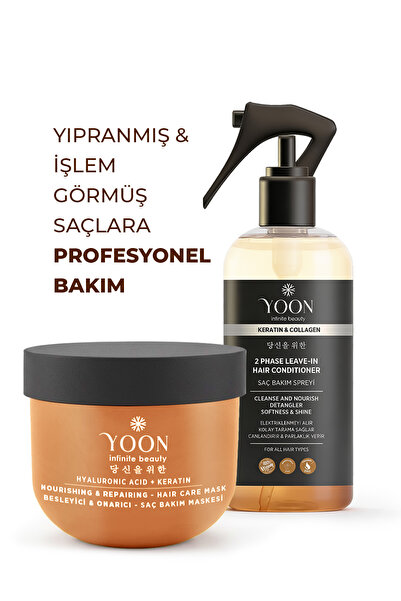 YOON Vegan Saç Bakım Spreyi & Maskesi 250ml, Hyaluronik Asit, Keratin, Kolaje...