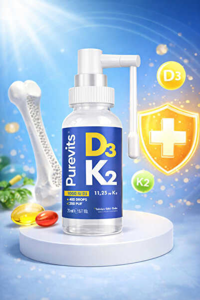 Purevits D3K2 Sprey 20 ml (D3 Kolekalsiferol + K2 Menakinon)