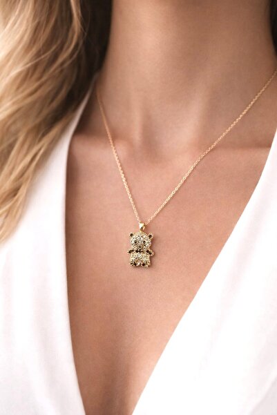 SherDesing تيدي بير كائن قلادة ذهبية