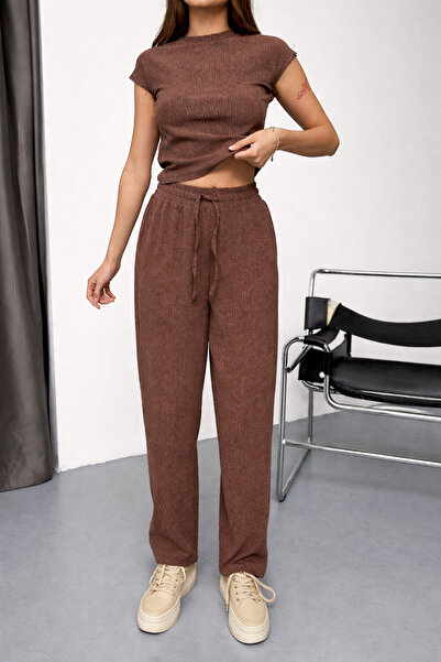 İLKCET MODA Kora drveta smeđa Osnovni donji i gornji ženski set