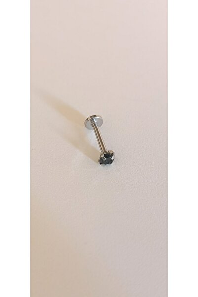 Bylin Takı %100 316 L Cerrahi Çelik Siyah Zirkon Taşlı Dudak Piercingi ( Bar ...