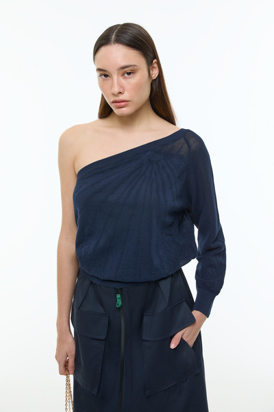 Roman Tek Omuz Triko Bluz Lacivert Y2571012_015