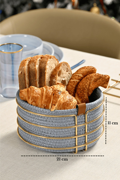 Edora Home Shiny Gold Round Bread Basket Bread Serving Presentation Basket Ma...