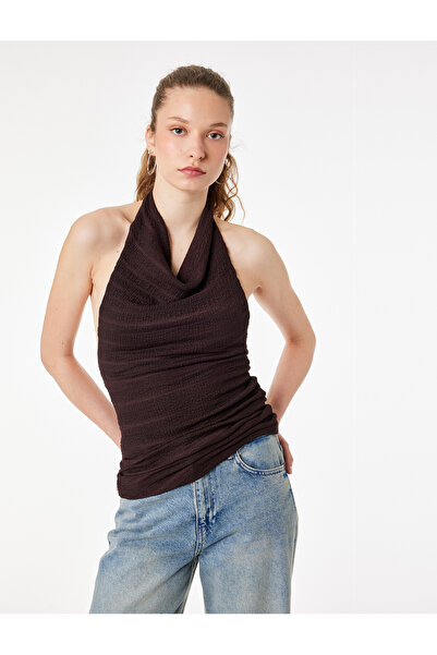 Koton Bürümcük Fabric Slim Fit Degaje Halter Neck Blouse