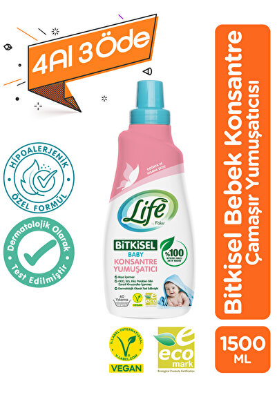 Life by Fakir Bitkisel Vegan Konsantre Bebek Çamaşır Yumuşatıcısı 1500 Ml-hip...