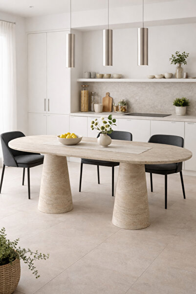 niza dekorasyon DOĞAL TRAVERTEN YEEMK MASASI