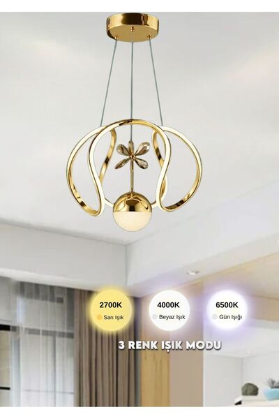 RONİSU AYDINLATMA Helix Modern Led Avize - 3 Renk Işıklı Salon, Mutfak, Uyuml...