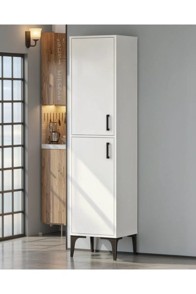 Moonlife Mobilya Velour 2 Kapaklı Çok Amaçlı Dolap Beyaz