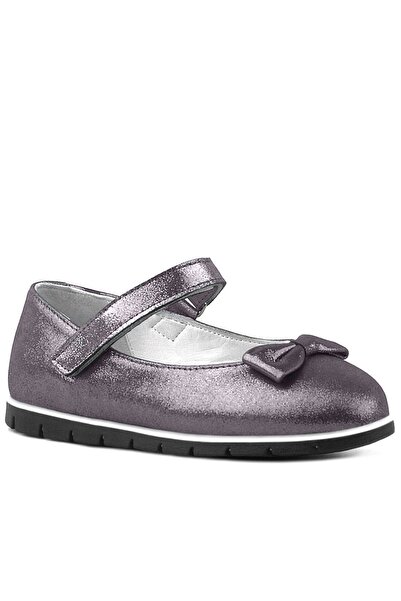 Rakerplus Balerina pentru fete din piele naturală gri platină cu velcro