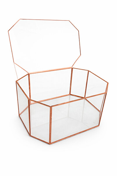 GÜVEN Geometrik Sekizgen Sandık Cam Söz Gelin Damat Nişan Fanusu 35*25*20 cm ...