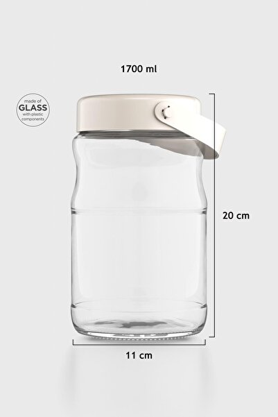 Renga Macro 1700 ml Bej Kapaklı Cam Kavanoz 131074