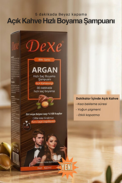 Dexe Argan Özlü Açık Kahverengi Saç Boyama Şampuanı 420 ml – 30 Dakikada %100...