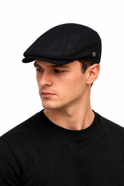 ZERAMİNE Crna muška londonska kapa – letnja ravna kapa, britanski model šešira