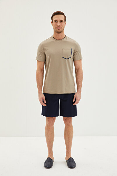 Kiğılı Dvodelni pamučni pidžama set sa kontrastnim ovratnikom