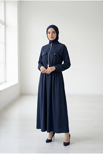 MİHRA STORE Efnan Ζώνη i Με σούρες Φόρεμα με φερμουάρ στη μέση και διπλό Με τ...