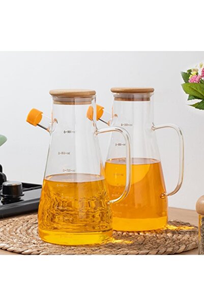 BACK SINE Bambu Kapaklı Vakumlu Sızdırmaz Borosilikat Cam Yağdanlık Sirkelik ...