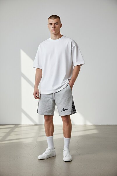 Altamira Erkek Gri Man Baskılı Desenli Şort