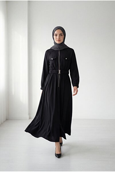 MİHRA STORE Efnan Ζώνη i Με σούρες Φόρεμα με φερμουάρ στη μέση και διπλό Με τ...