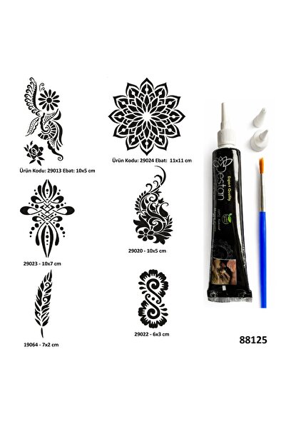 Airbrush Tattoo Kadın Sembolleri Siyah Hint Kınası Hediyeli Geçici Dövme Yapm...