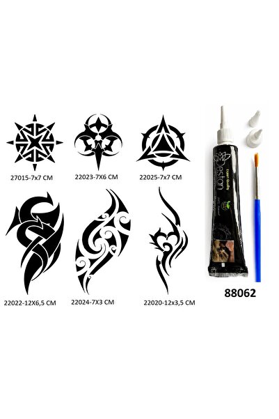 Airbrush Tattoo Tribal Kol Bacak 6 Adet Şablon ve Hint Kınası Geçici Dövme Seti