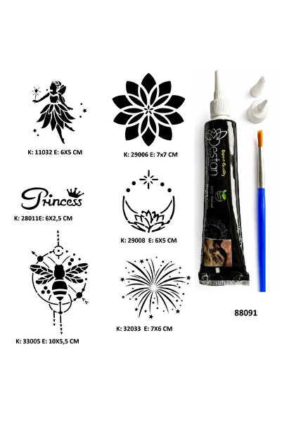 Airbrush Tattoo Mandala ve Peri Hint Kınasıyla Geçici Dövme Yapma Kiti