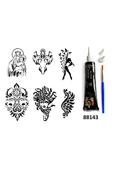Airbrush Tattoo Felsefe ve Mitoloji Hint Kınasıyla Geçici Dövme Yapma Seti