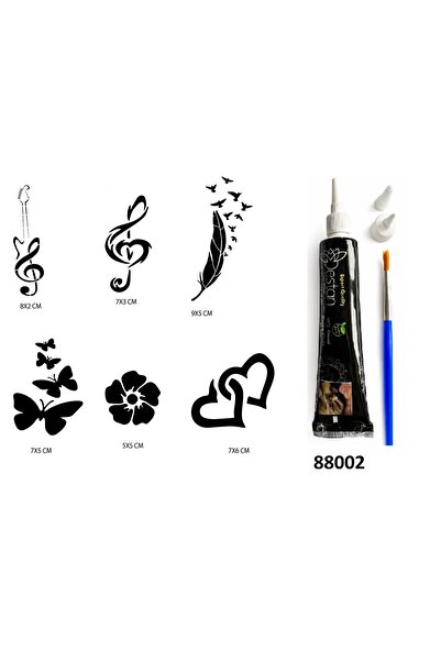 Airbrush Tattoo Nota ve Kalpler Hint Kınasıyla Geçici Dövme Seti